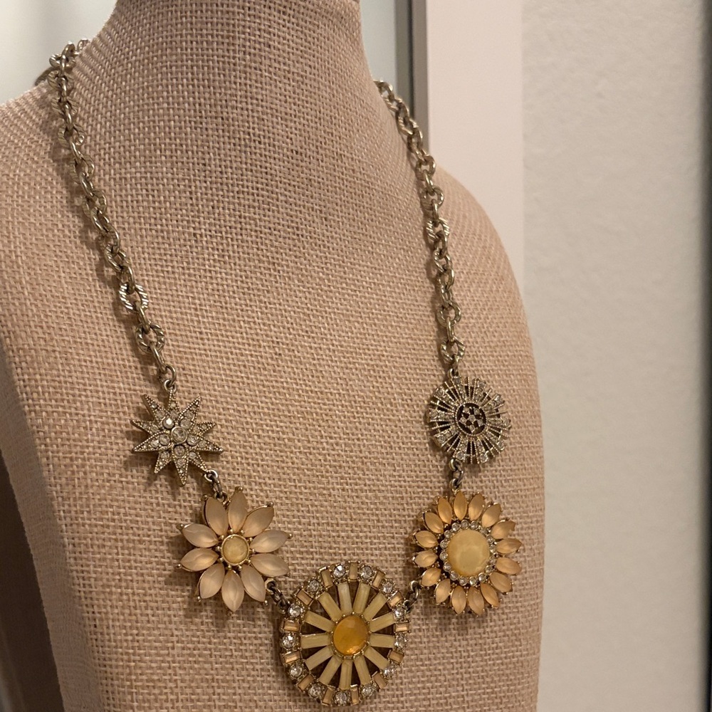 Gold and Yellow Floral Statement  Necklace